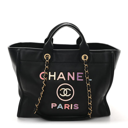 Chanel Calfskin Medium Deauville Tote Black Multicolor 1 of 10