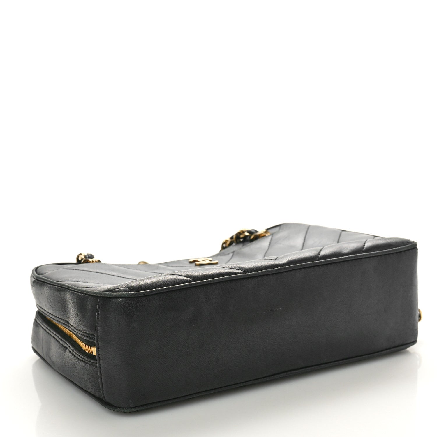 Chanel Lambskin Chevron Quilted Camera Case Black 4 of 10