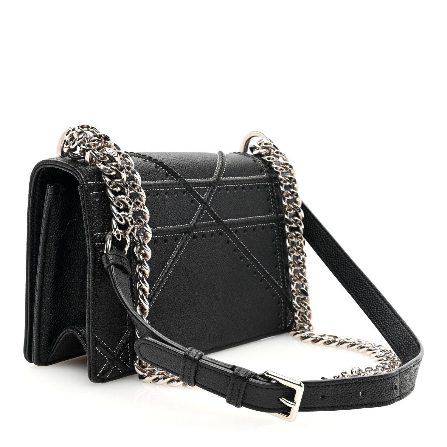 Christian Dior Grained Calfskin Perforated Diorama Flap Bag Black 3 of 10