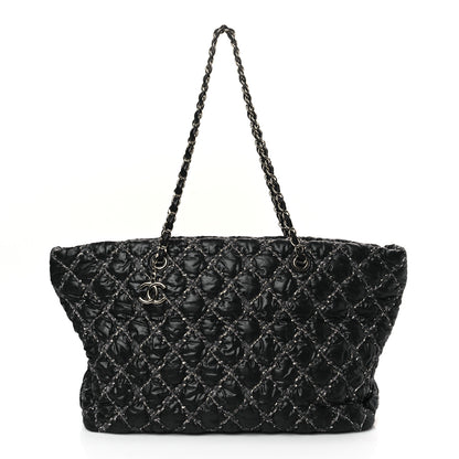 Chanel Nylon Quilted Tweed Stitch Bubble Tote Black 1 of 9