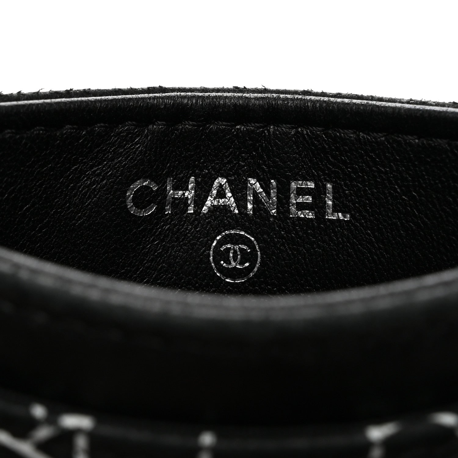 Chanel Lambskin Camellia Embossed Card Holder Black White 6 of 8