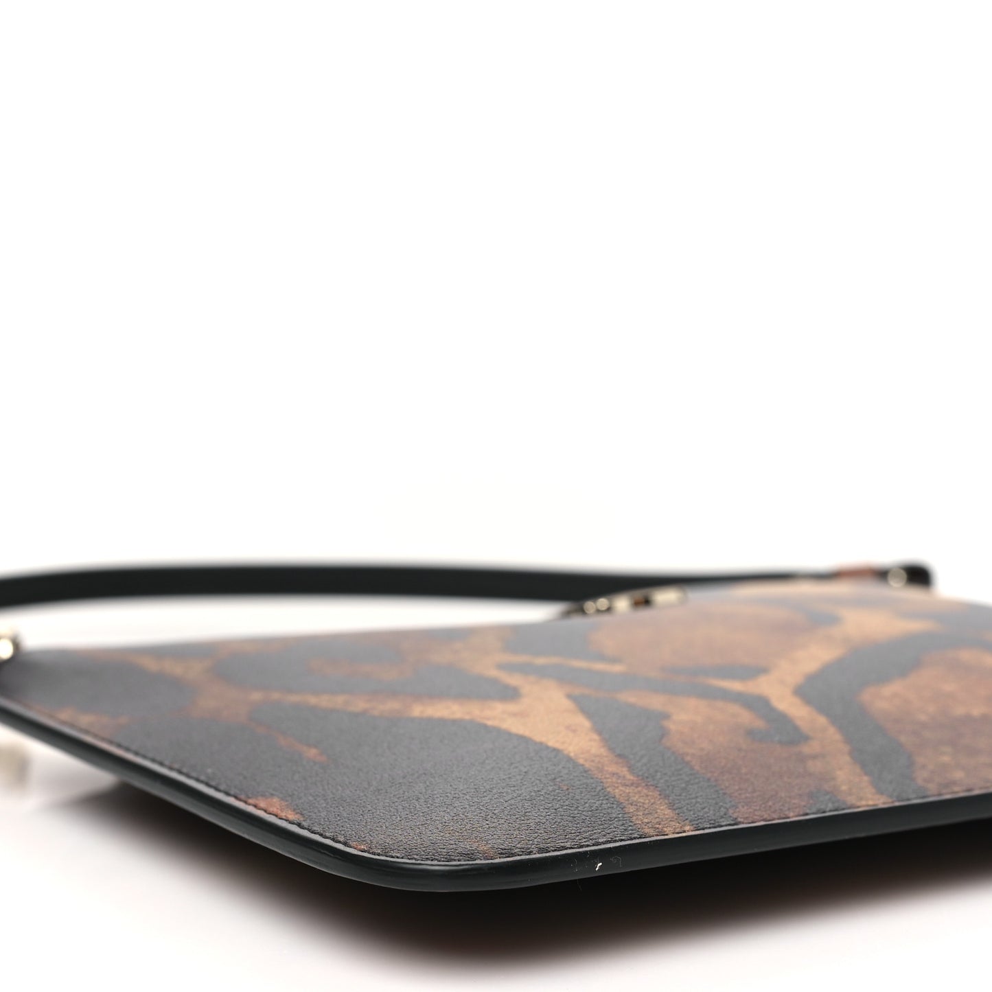 Calfskin Leopard Print Loubi54 Pouch Brown Gold