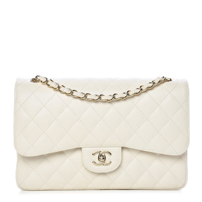 Chanel Caviar Quilted Jumbo Double Flap White 1 of 11