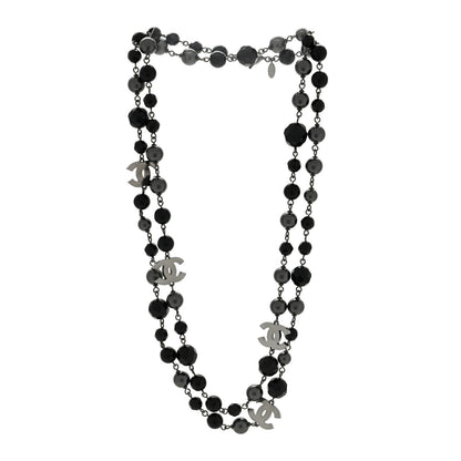 Chanel Ruthenium Beaded CC Long Necklace Black 2 of 4