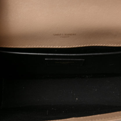 Saint Laurent Grain De Poudre Textured Mixed Matelasse Medium Triquilt Monogram Satchel Dark Beige 5 of 8