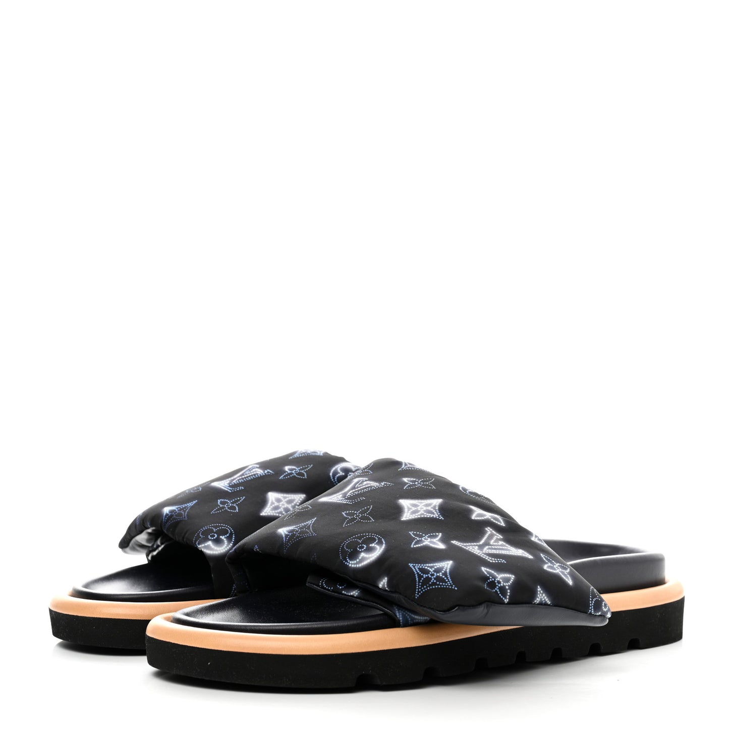 Nylon Monogram Womens Pool Pillow Comfort Mules 40 Navy Blue