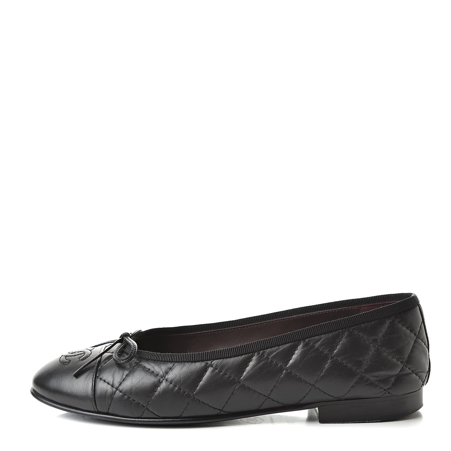 Chanel Aged Calfskin Quilted Cap Toe Ballerina Flats 36 Black 1 of 15