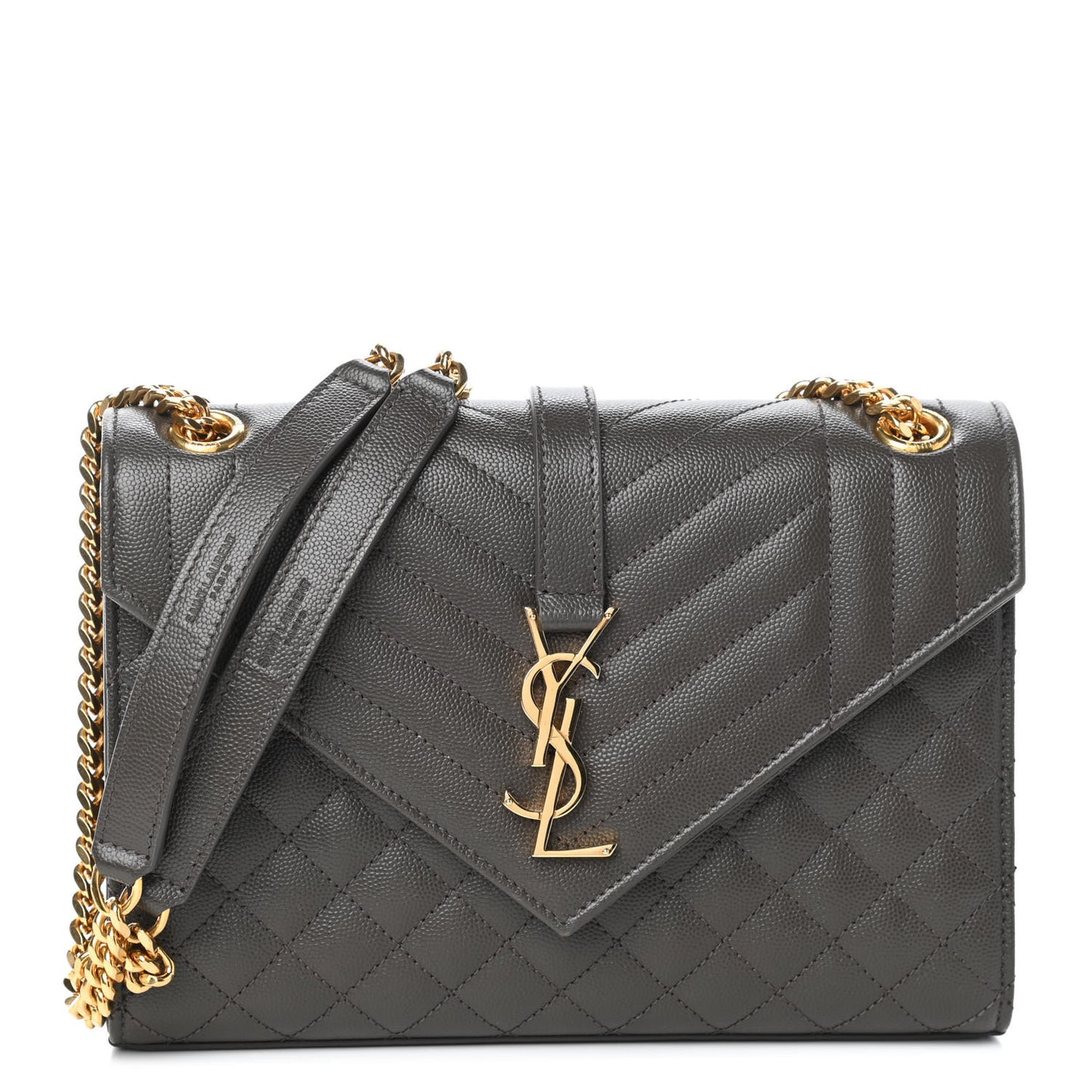 Grain De Poudre Textured Mixed Matelasse Medium Triquilt Monogram Satchel Earth