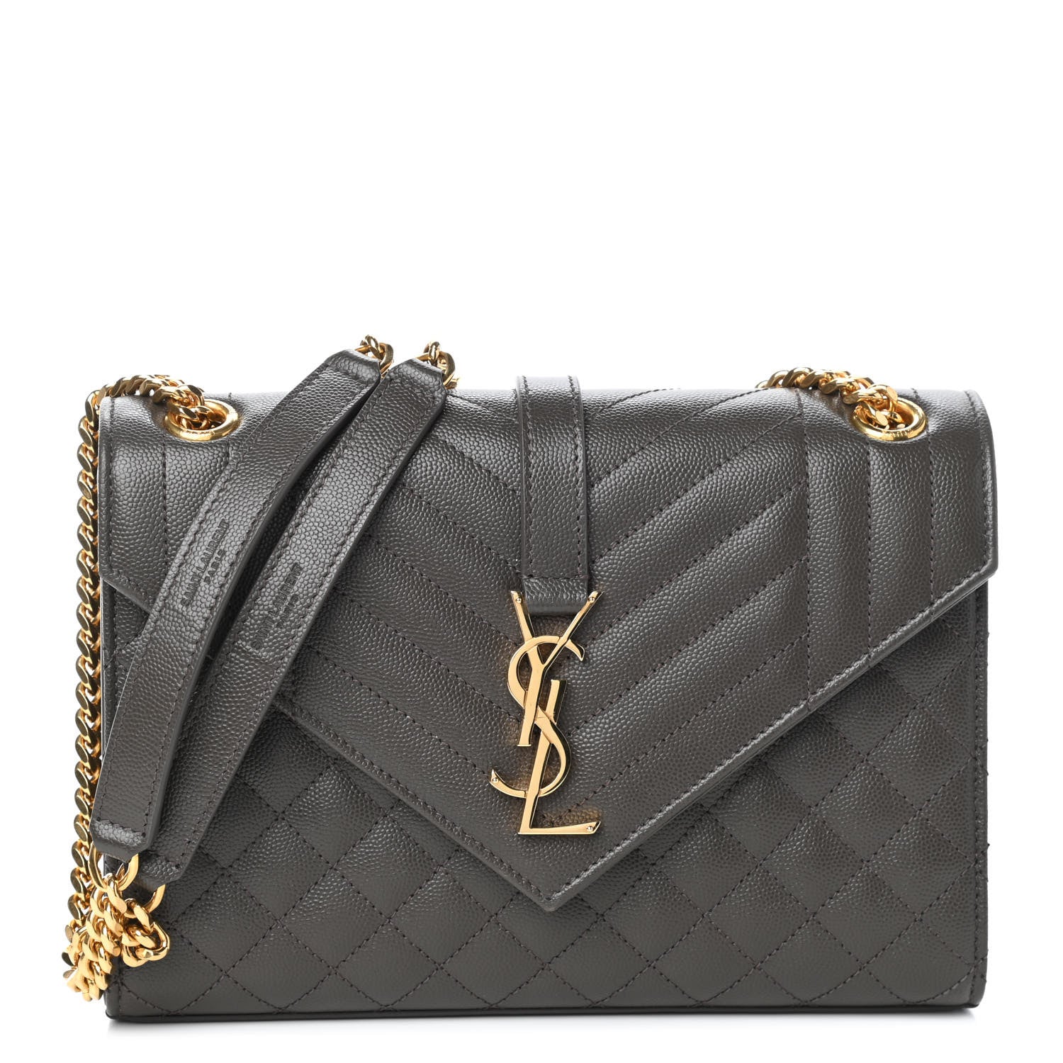 Saint Laurent Grain De Poudre Textured Mixed Matelasse Medium Triquilt Monogram Satchel Earth 1 of 8