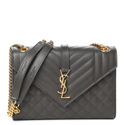 Saint Laurent Grain De Poudre Textured Mixed Matelasse Medium Triquilt Monogram Satchel Earth 1 of 8