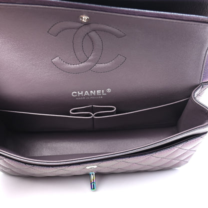 Chanel Iridescent Goatskin Quilted Medium Double Flap Purple 5 of 9