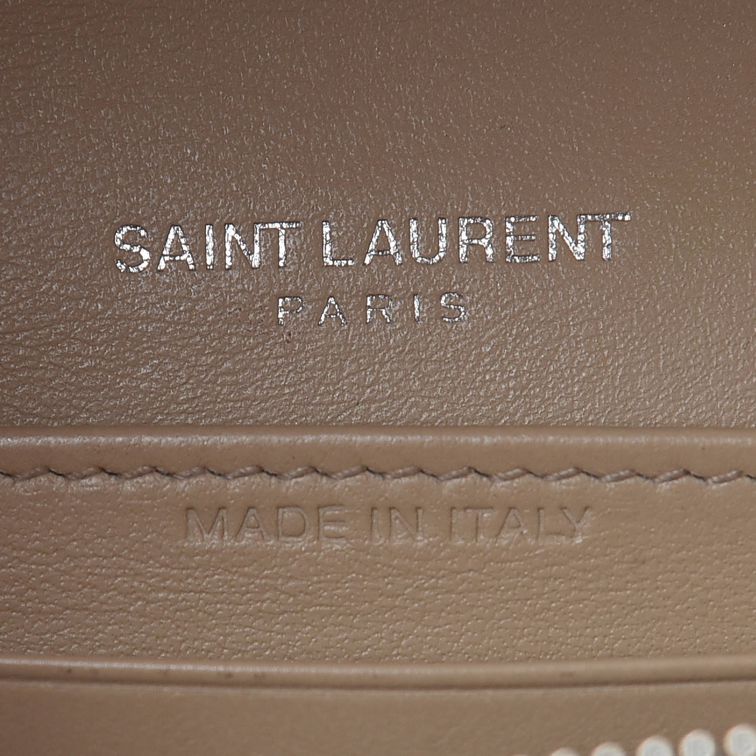 Saint Laurent Calfskin Crocodile Embossed Monogram Sunset Chain Wallet Dark Beige 8 of 11