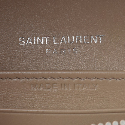 Saint Laurent Calfskin Crocodile Embossed Monogram Sunset Chain Wallet Dark Beige 8 of 11