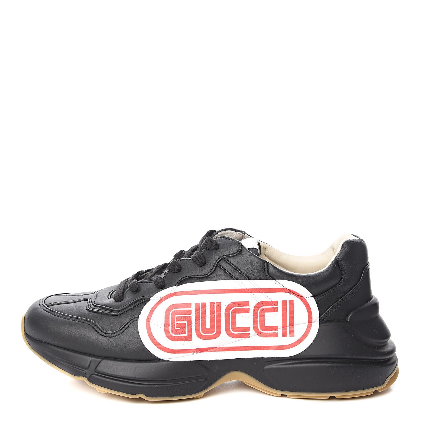 Gucci X SEGA Calfskin Logo Mens Rhyton Sneakers 7.5 Black 1 of 10