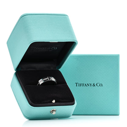 Tiffany 18K White Gold Diamond Wide T Two Ring 60 9 5 of 5