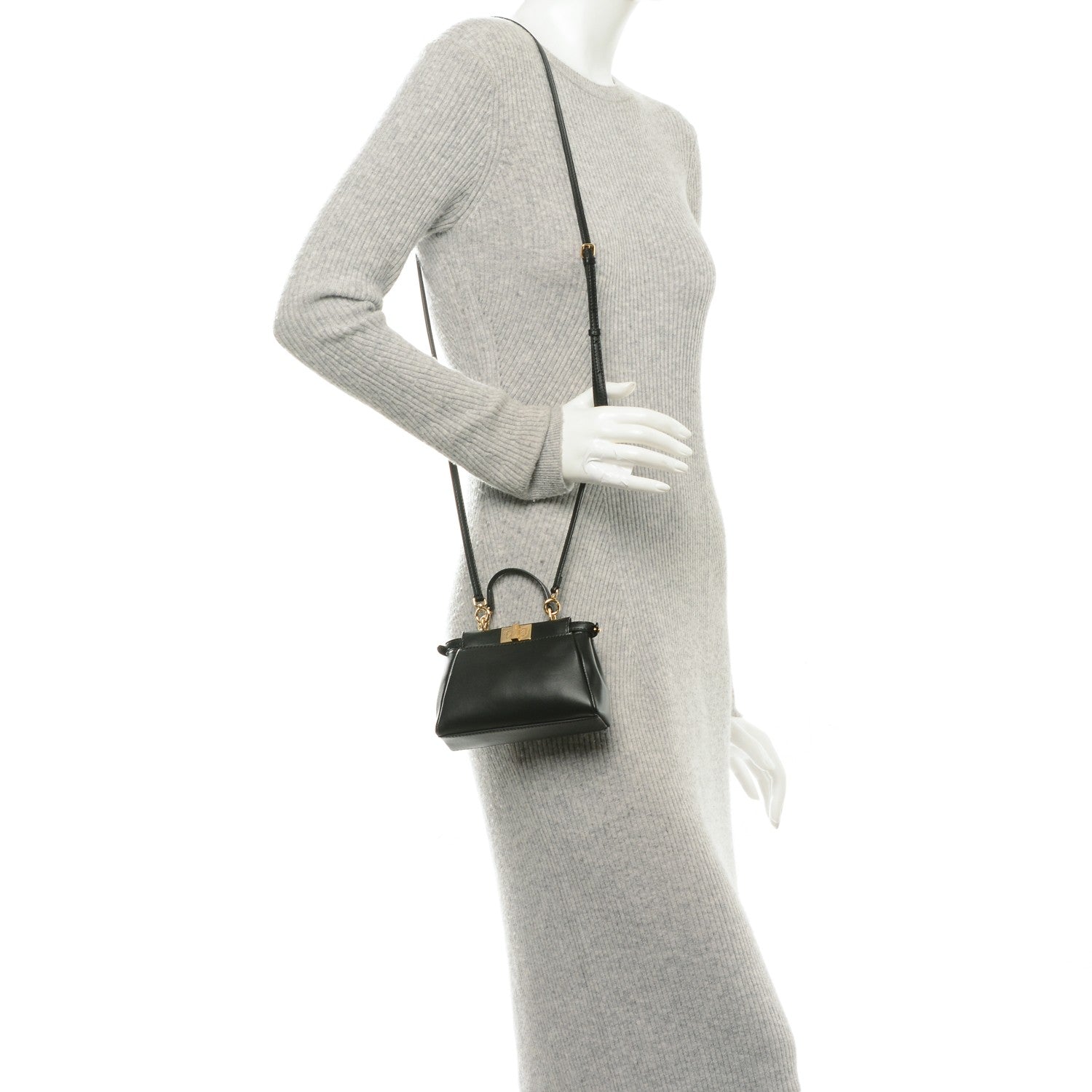 Fendi Nappa Micro Peekaboo Iconic Satchel Black 2 of 6