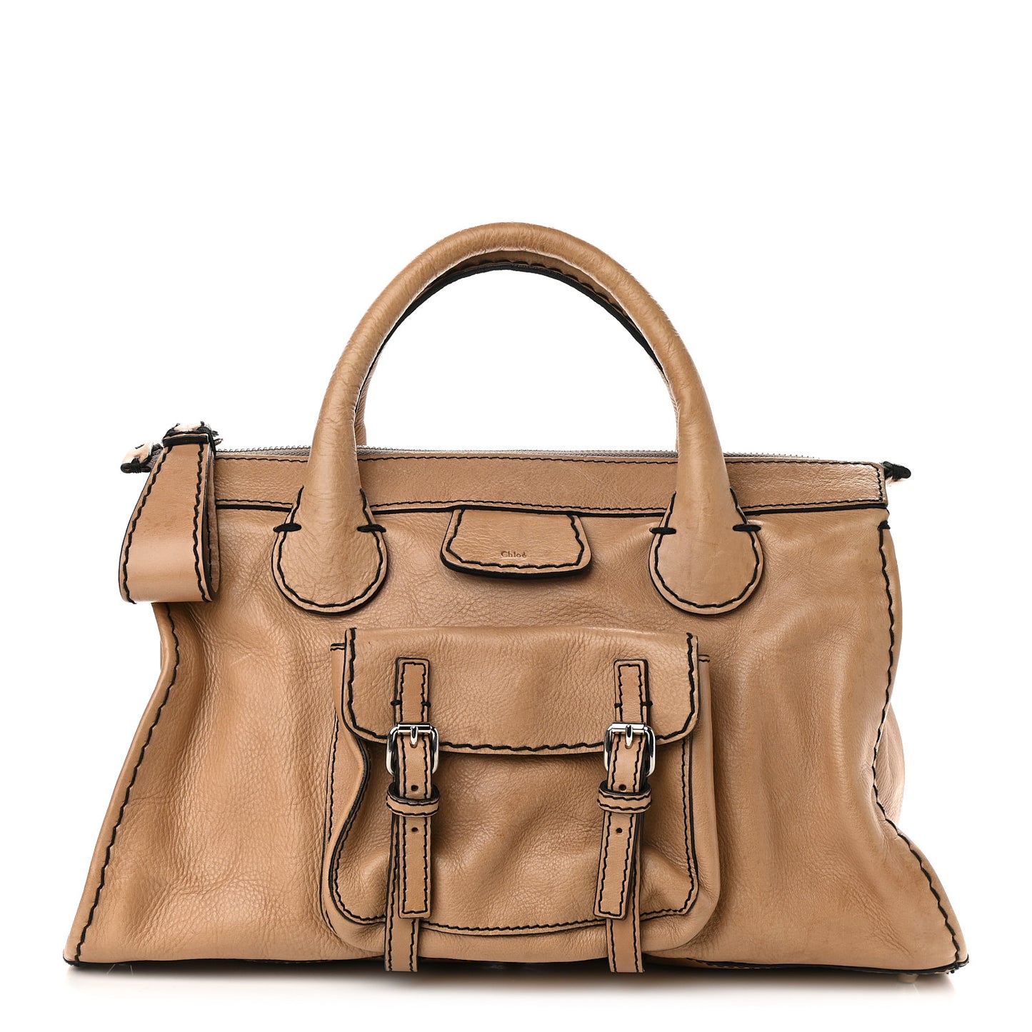 Calfskin Edith Satchel Beige
