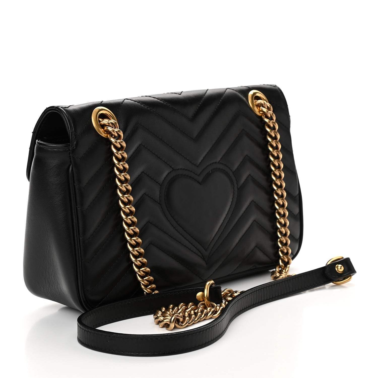 Gucci Calfskin Matelasse Small GG Marmont Shoulder Bag Black 3 of 10