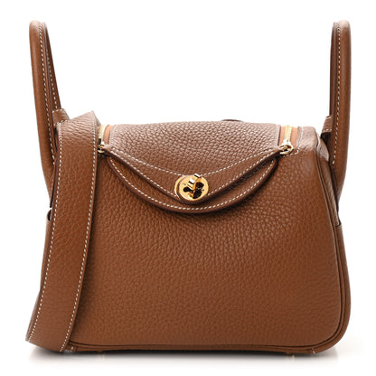 Hermes Taurillon Clemence Mini Lindy 20 Gold 1 of 9