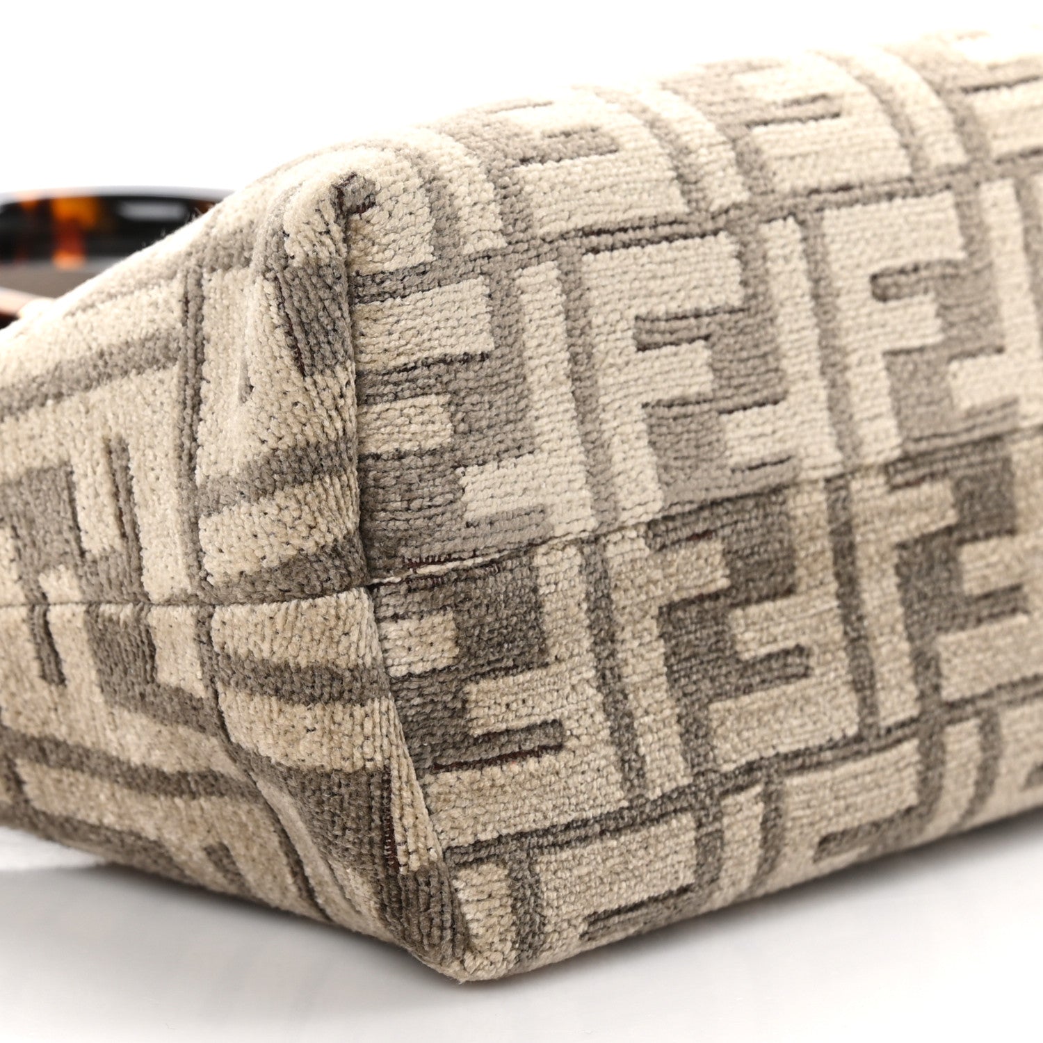Fendi Chenille Vitello King Plexiglass FF Mini By The Way Top Handle Boston Bag Tortora Nuvola 8 of 9