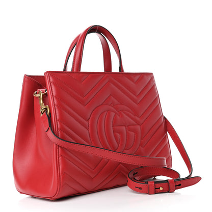 Gucci Calfskin Matelasse Small GG Marmont Tote Hibiscus Red 2 of 4