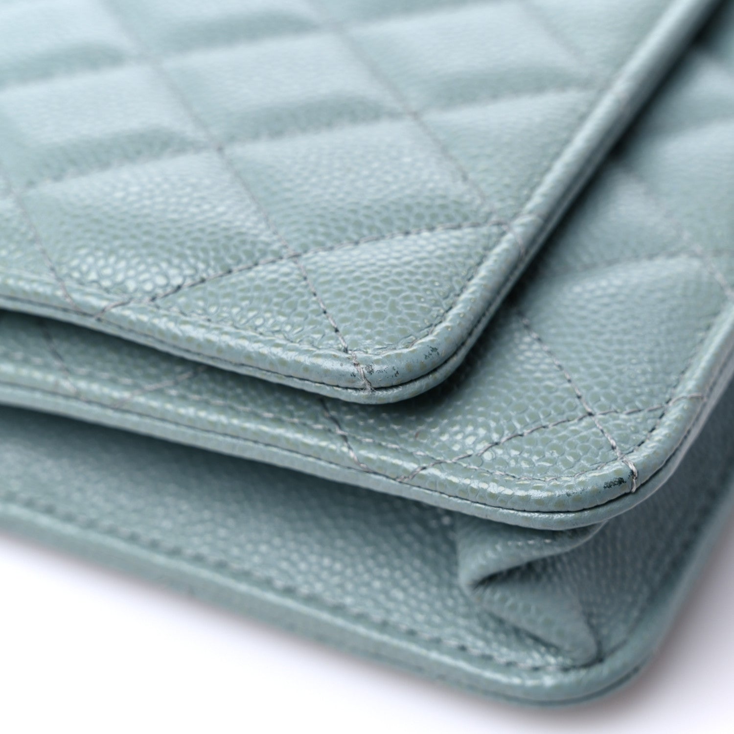 Chanel Caviar Quilted Wallet On Chain WOC Light Blue 14 of 15