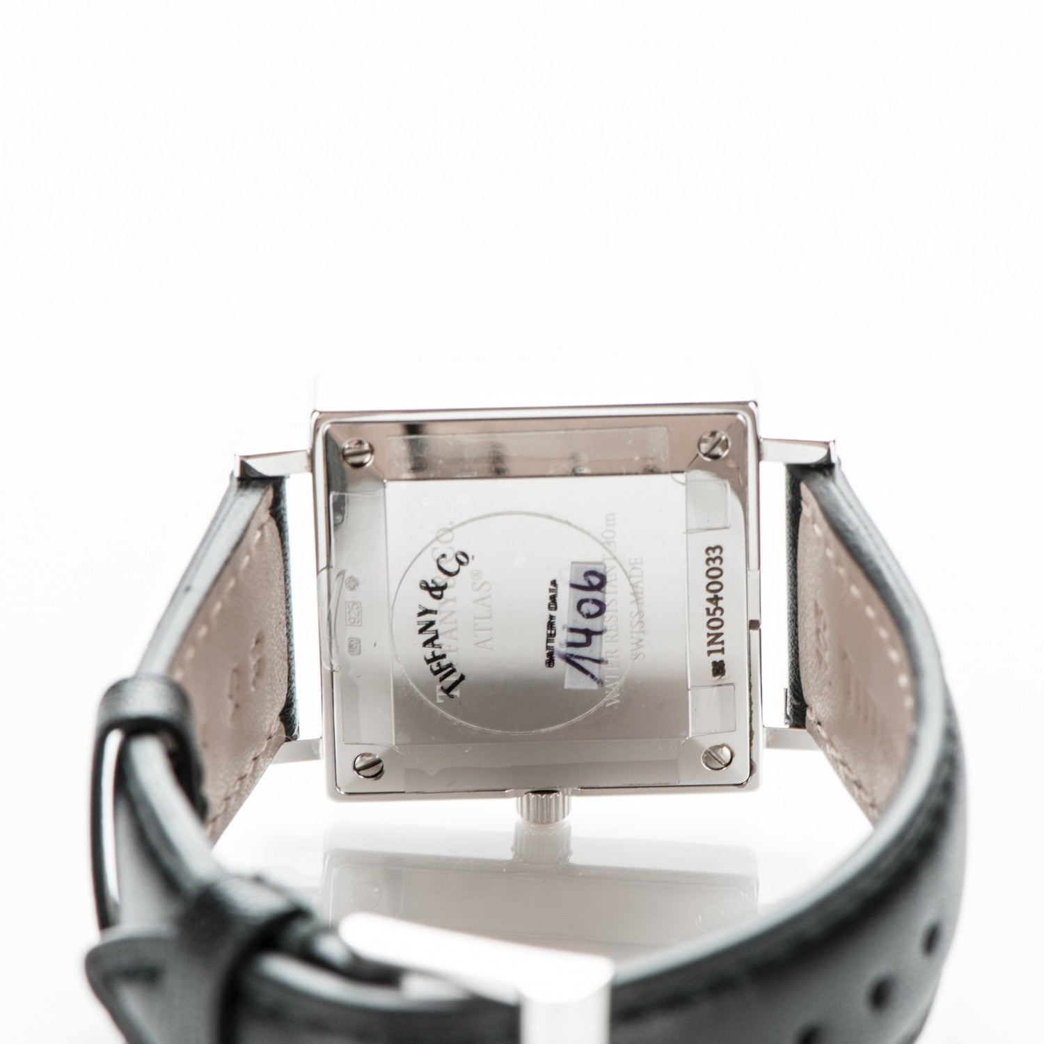Tiffany Sterling Silver Calfskin 27mm Atlas Square Quartz Watch 5 of 5
