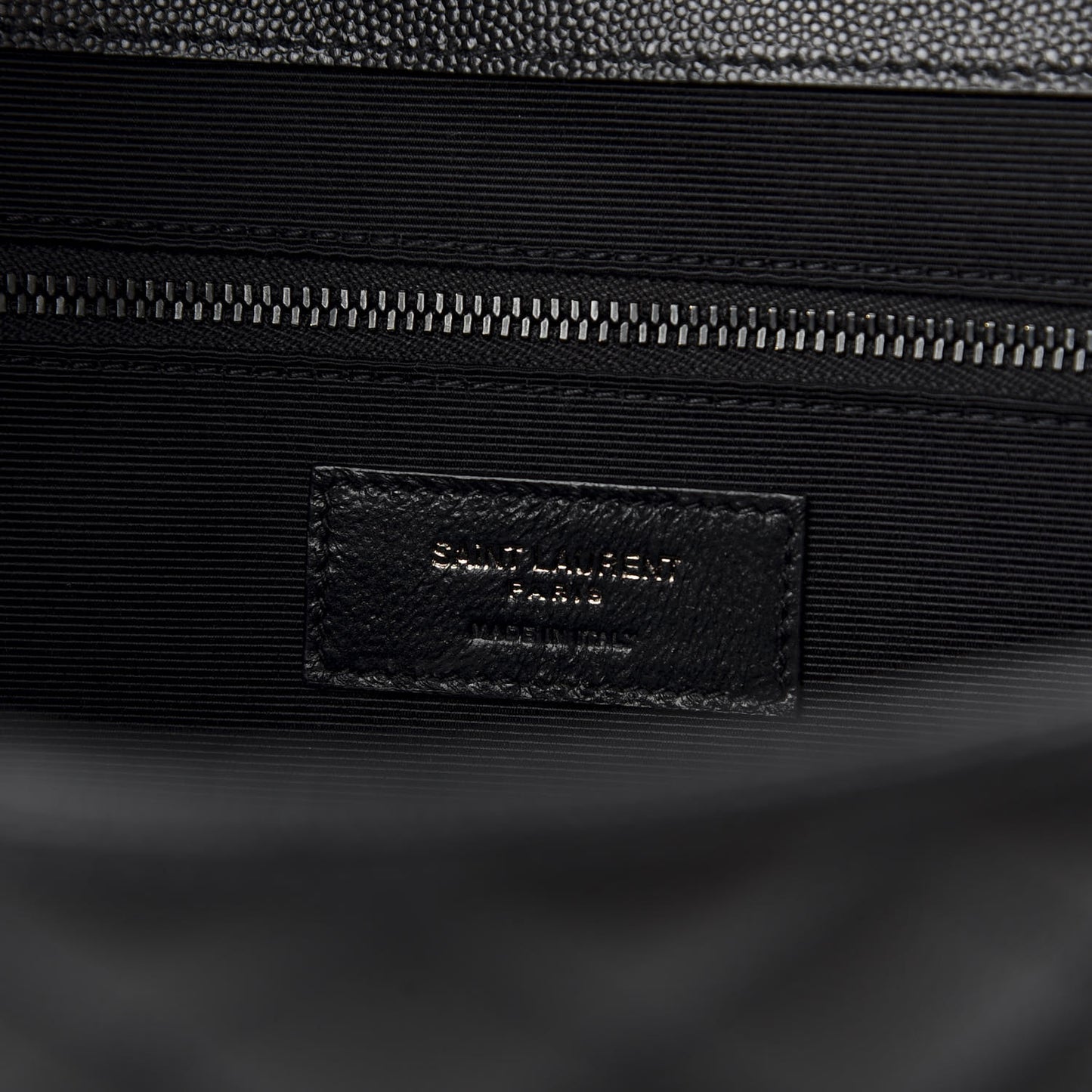 Grain De Poudre Textured Mixed Matelasse Large Triquilt Monogram Monochrome Satchel Black
