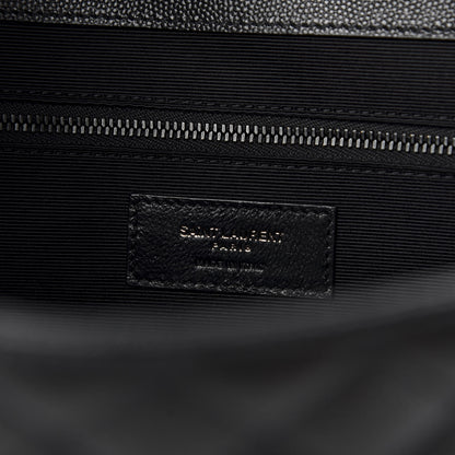 Saint Laurent Grain De Poudre Textured Mixed Matelasse Large Triquilt Monogram Monochrome Satchel Black 9 of 10