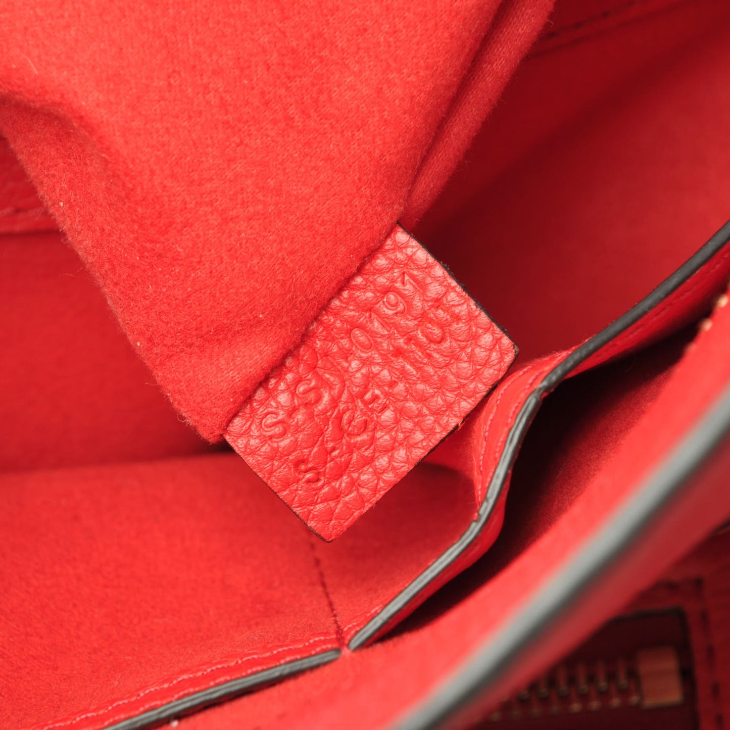 Drummed Calfskin Shoulder Luggage Coquelicot