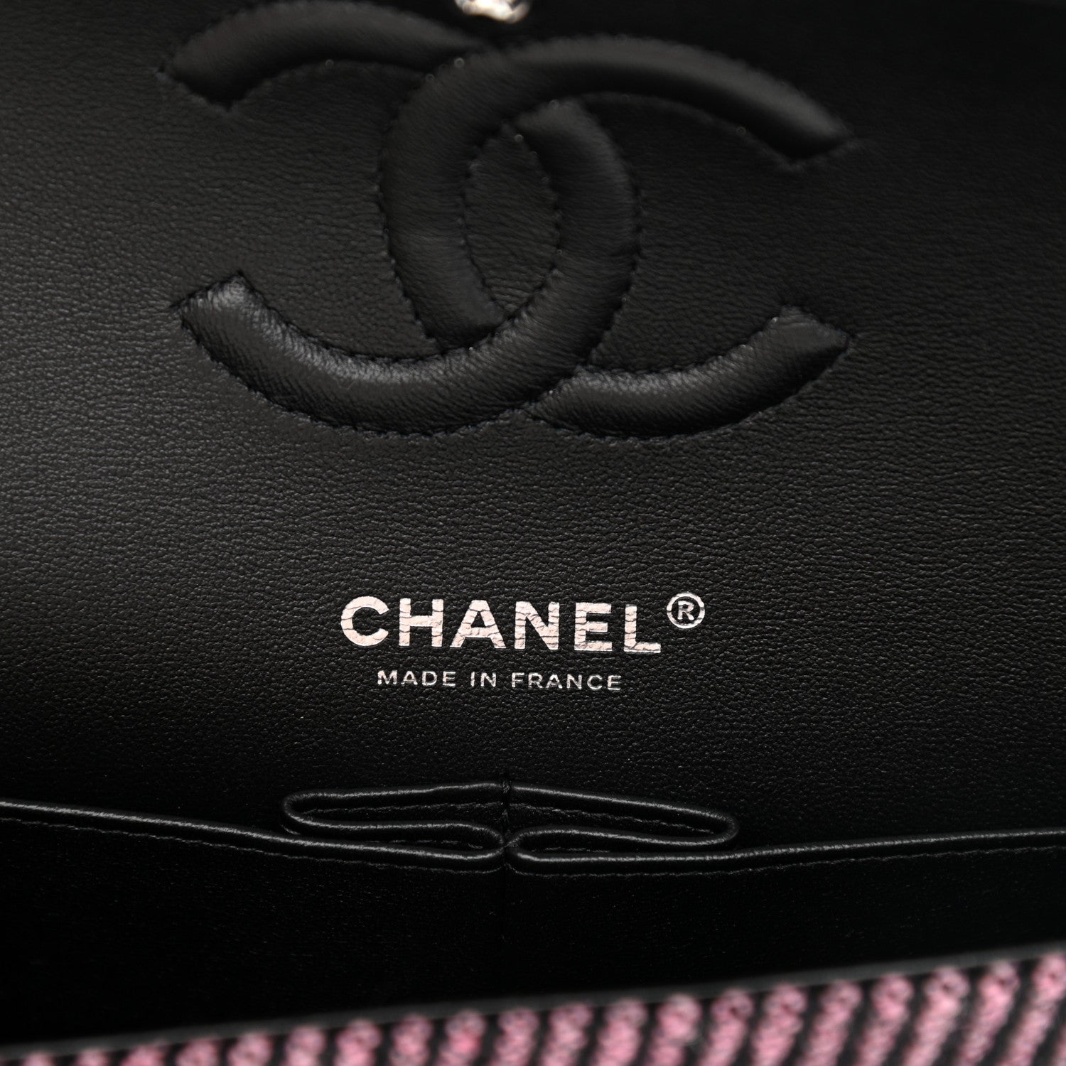 Chanel Wool Tweed Quilted Medium Double Flap Pink Black 6 of 12
