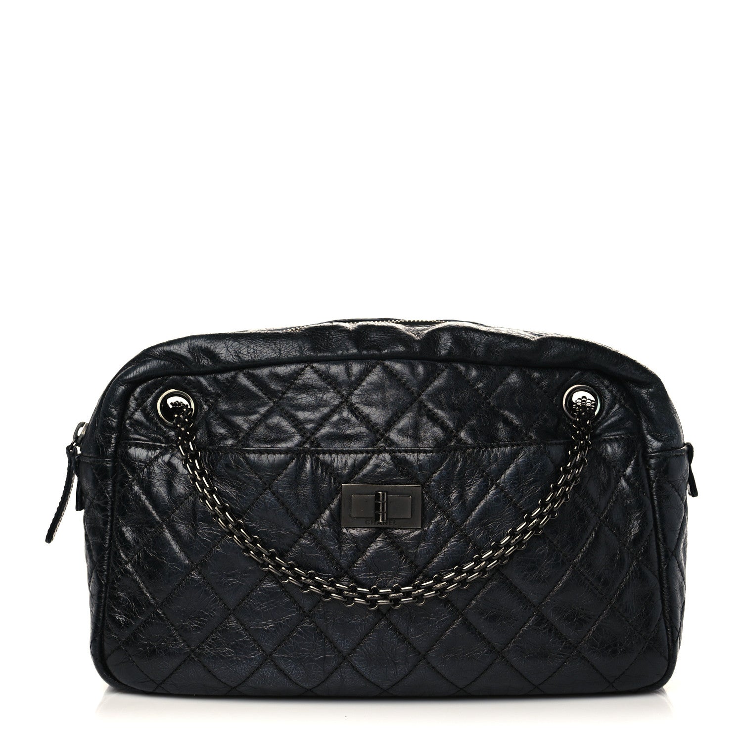 Chanel Metallic Aged Calfskin Quilted Medium Reissue Camera Case Black 1 of 9