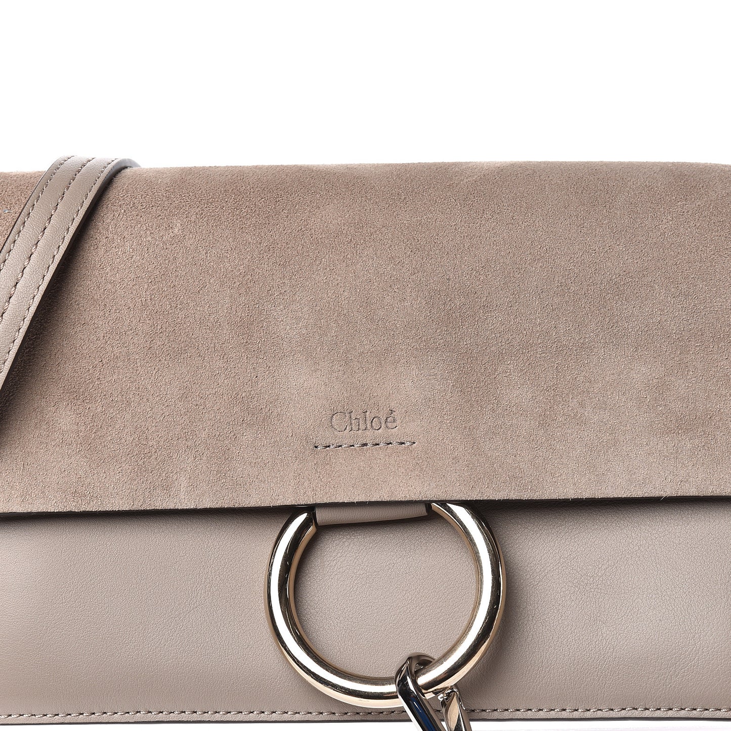 Suede Calfskin Small Faye Shoulder Bag Motty Grey
