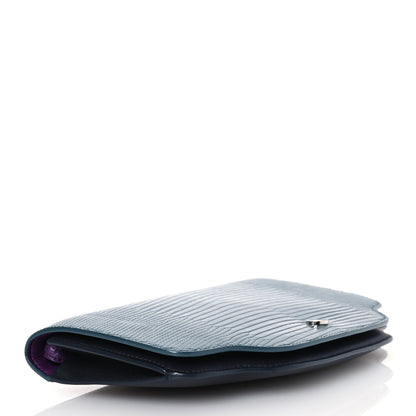 Loro Piana Lizard Crocodile Sesia Clutch Green Black Purple 4 of 16