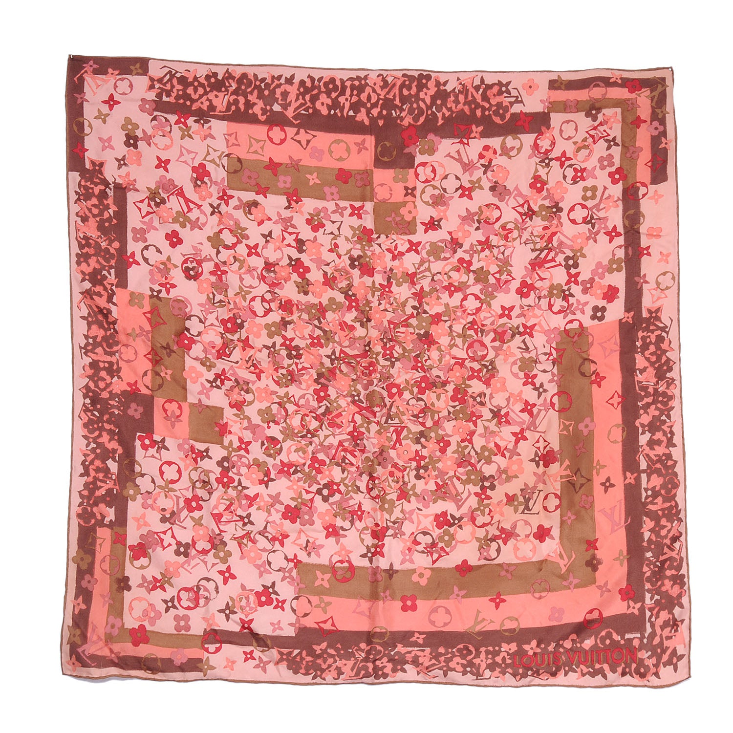 Louis Vuitton Silk Monogram Arty Square Scarf Pale Pink 2 of 5