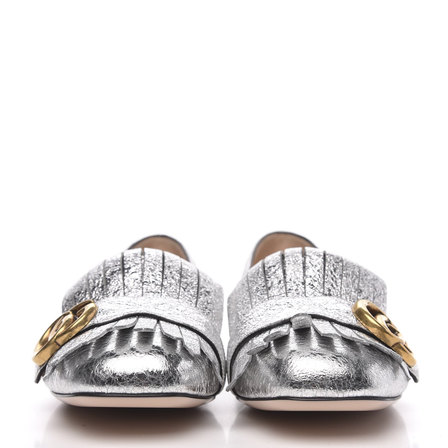 Gucci Galassia GG Marmont Fringe Flats 38 Argento 2 of 9
