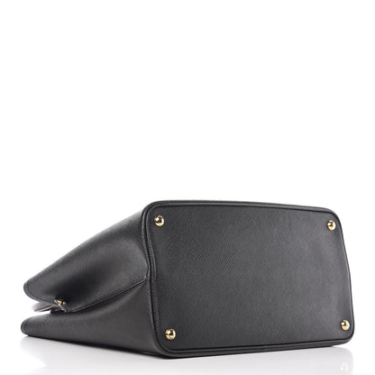Prada Saffiano Cuir Large Double Bag Black Fuoco 4 of 20