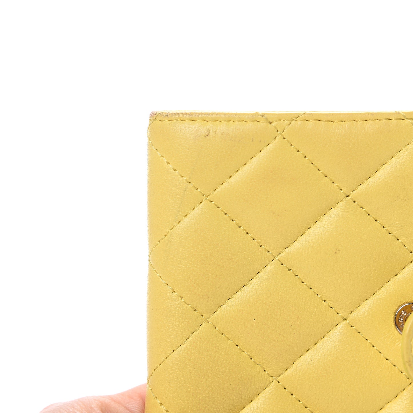 Lambskin Quilted Compact French Flap Wallet Yellow
