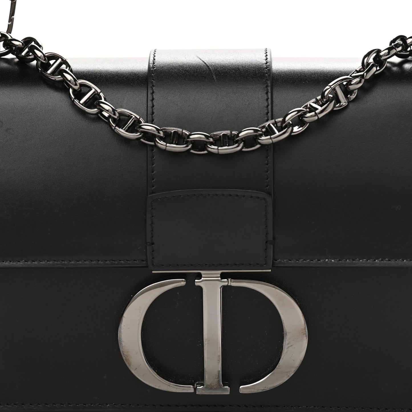 Calfskin 30 Montaigne Chain Flap Bag Black