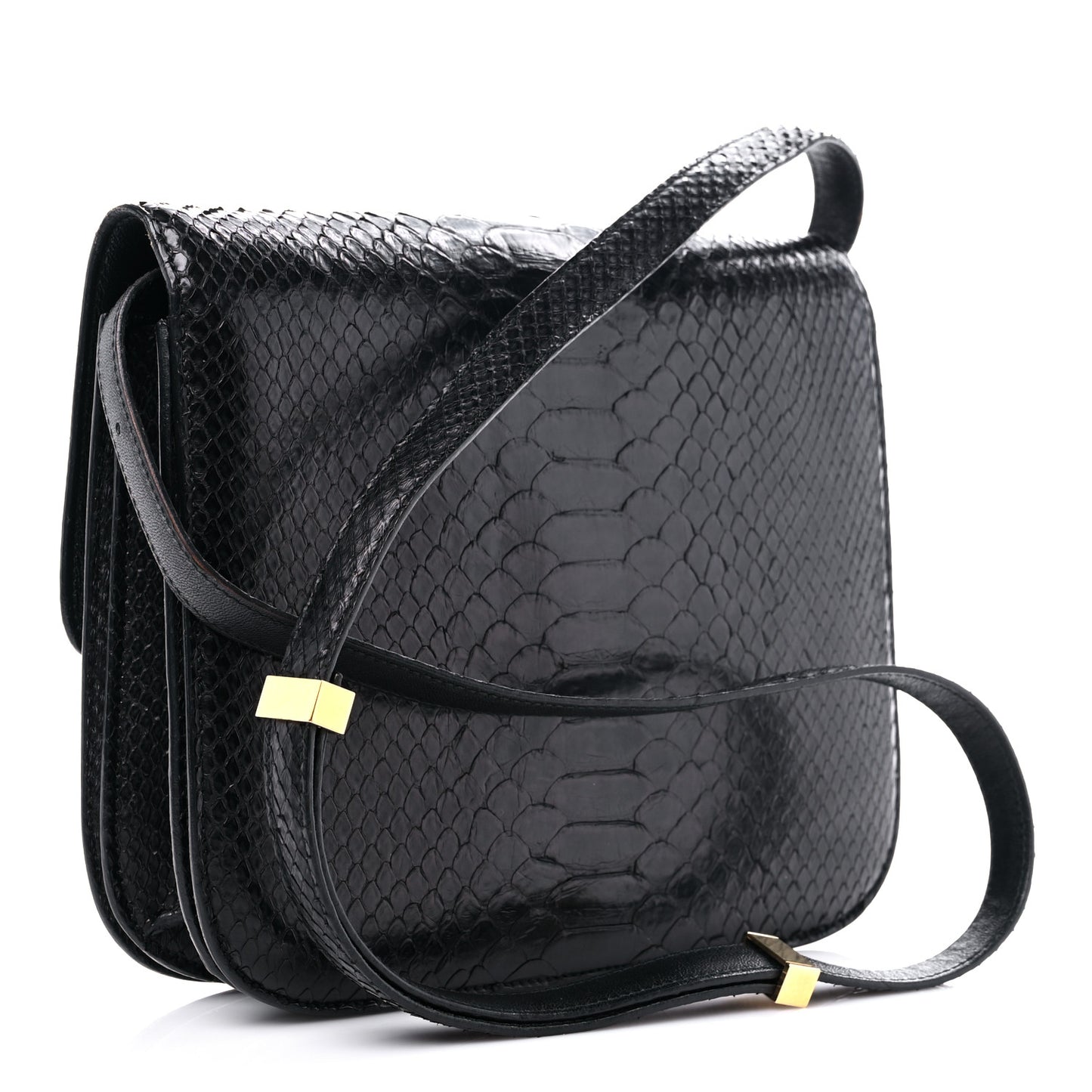 Python Medium Classic Box Flap Bag Black
