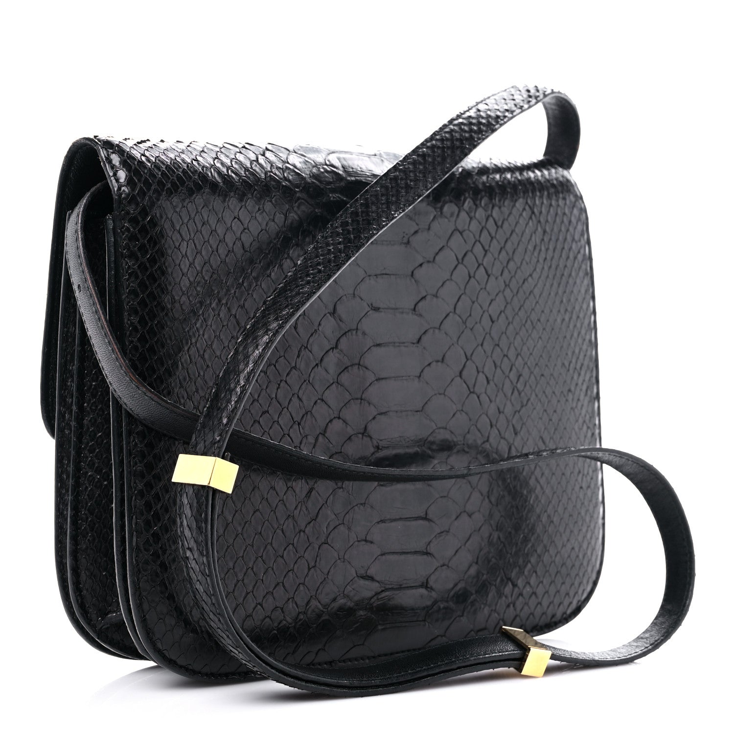 Celine Python Medium Classic Box Flap Bag Black 3 of 16