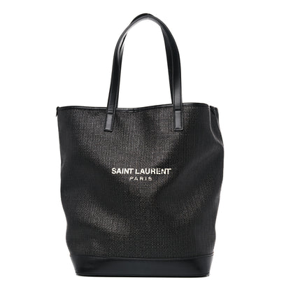 Saint Laurent Linen Canvas Teddy Shopping Bag Black 4 of 14