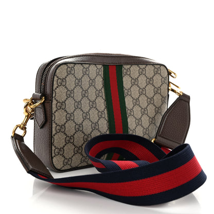 Gucci GG Supreme Monogram Textured Dollar Calfskin Web Ophidia Wristlet Shoulder Bag Beige Ebony New Acero 3 of 10