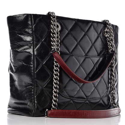 Chanel Glazed Calfskin Quilted Front Pocket Tote Black 3 of 7