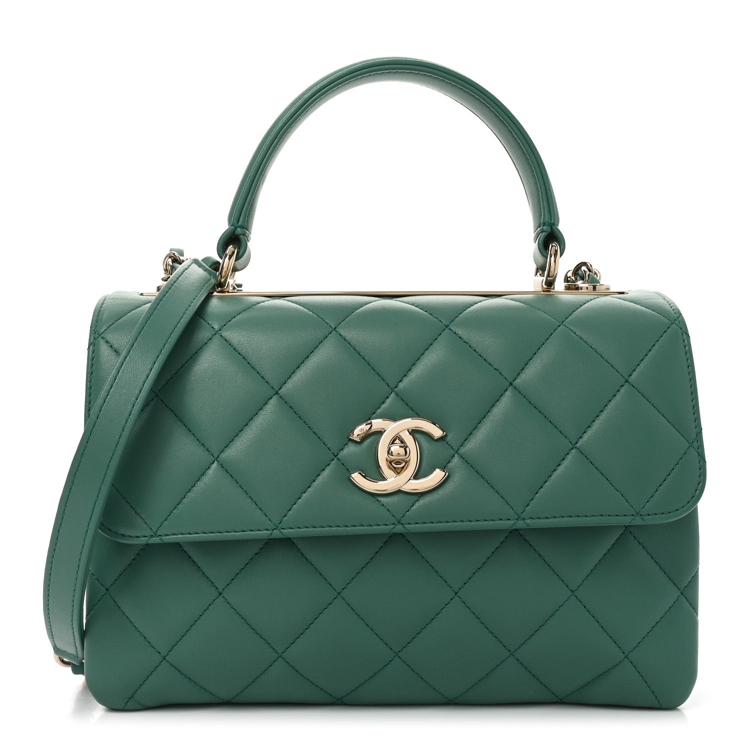 Chanel Lambskin Quilted Small Trendy CC Flap Dual Handle Bag Green 1 of 10