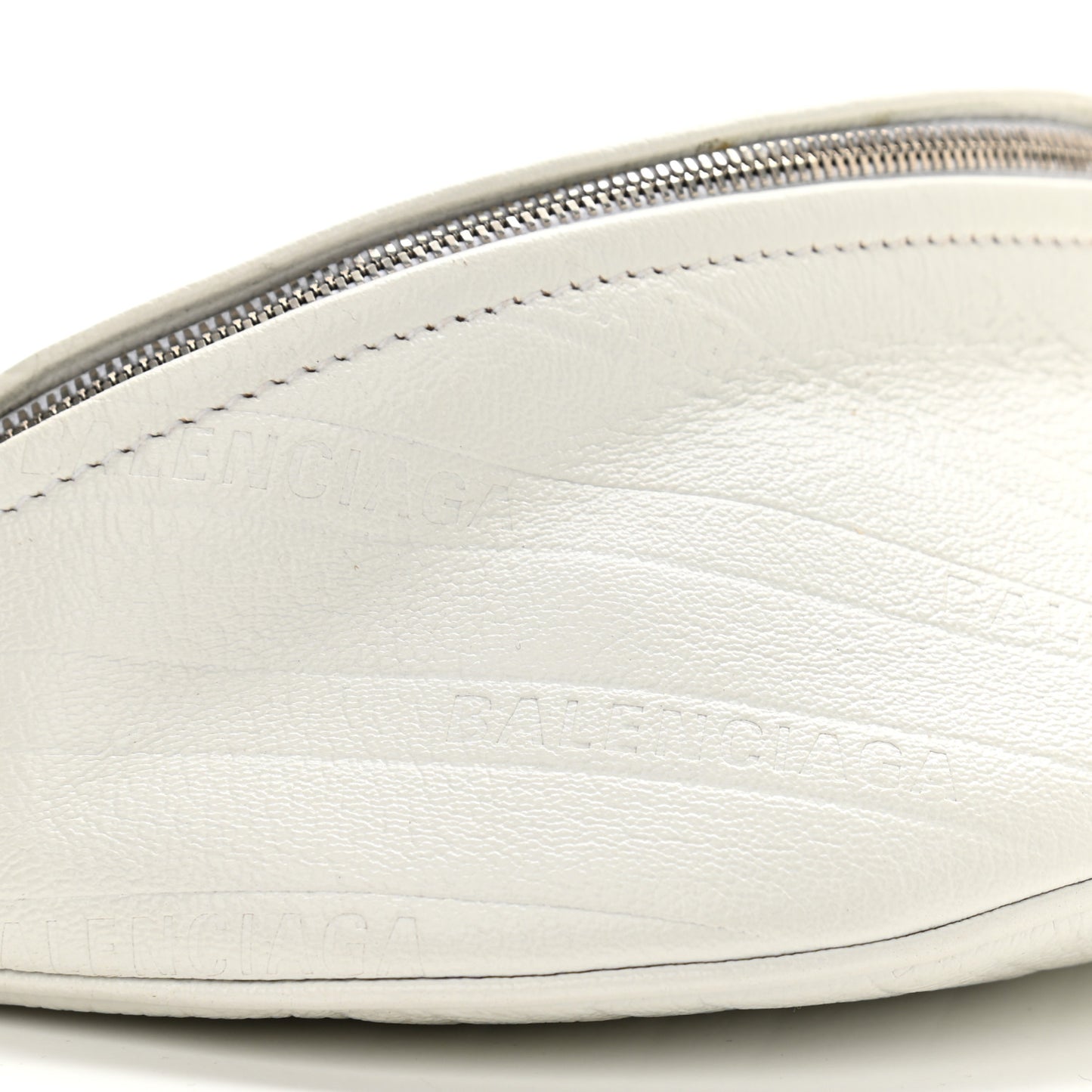 Shiny Goatskin Allover Logo Embossed XXS Souvenir Belt Bag White