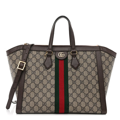 Gucci GG Supreme Monogram Web Medium Ophidia Tote Bag Brown 1 of 13