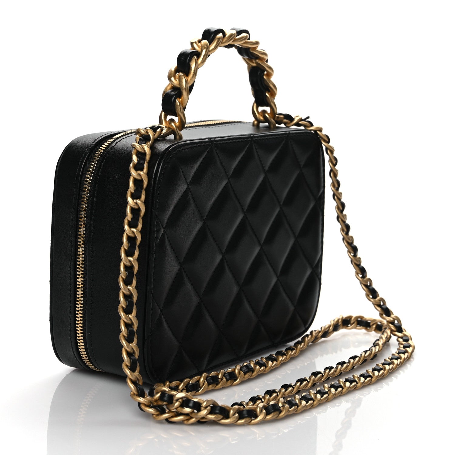 Chanel Lambskin Quilted Top Handle Small Vanity Case Black 2 of 10