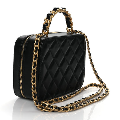 Chanel Lambskin Quilted Top Handle Small Vanity Case Black 2 of 10