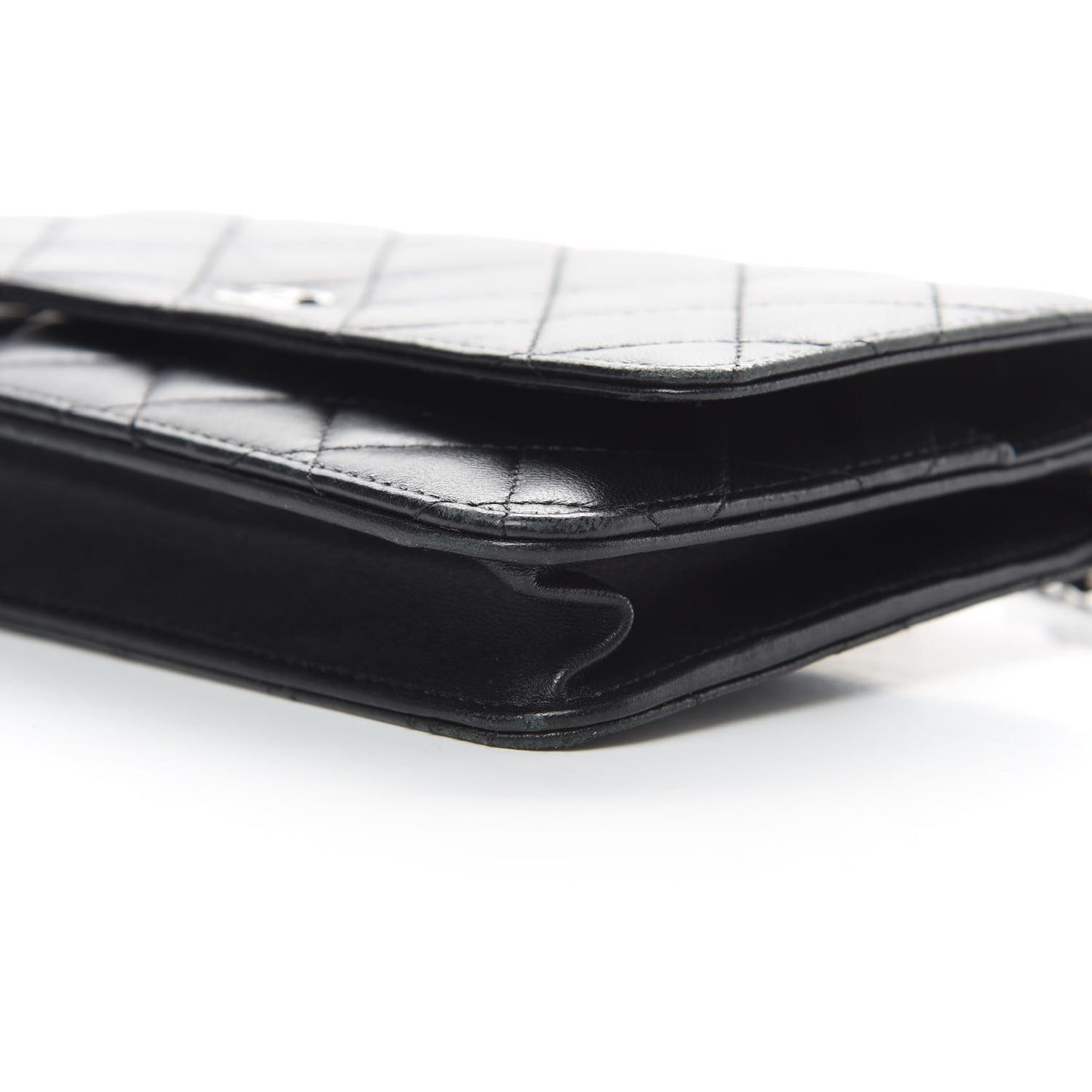 Lambskin Quilted Wallet On Chain WOC Black